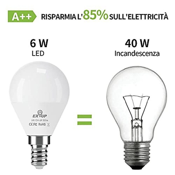 12 stk 6W E14 G45 LED Globe Pære 600lm SMD2835 Halogen