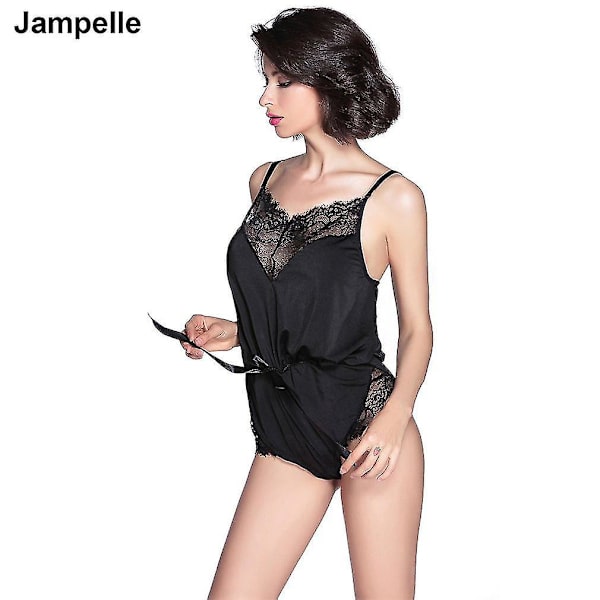 Jampelle Kimono i Spets med Bälte, Öppen Fram, Nattkläder