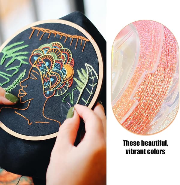 Lysande sytråd multifunktionell broderitråd 3-trådig 12 färger DIY polyesterfloss