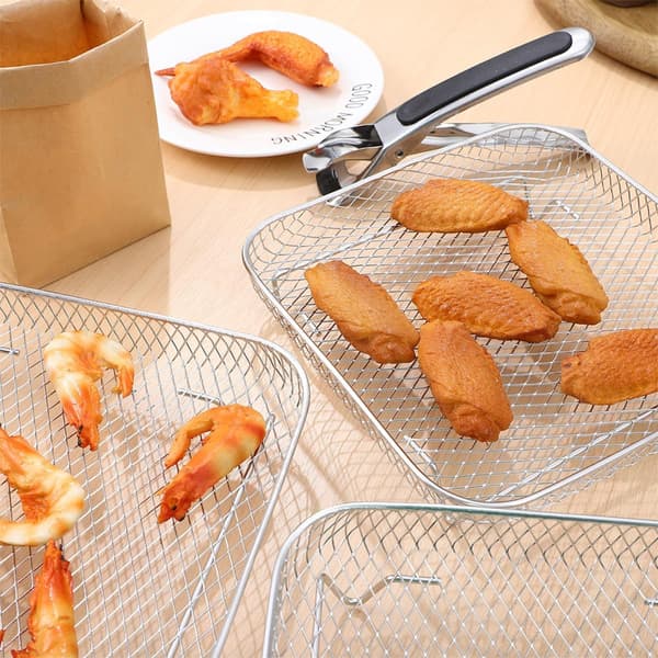 3-lags frituregryde dampstativ i rustfrit stål, stabelbart dehydratorstativ, grillstativ til madlavning
