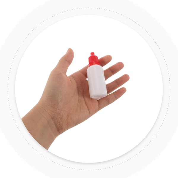 20 ml klämbara droppflaskor 20 st miniplastbläckflaskor med vita och röda lock