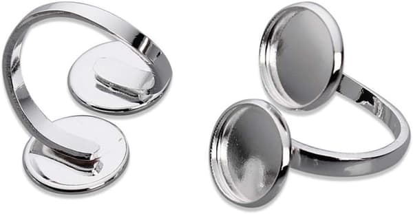 5 stk. justerbare forsølvede ringbaser 12 mm indvendig diameter bærbare ringholdere