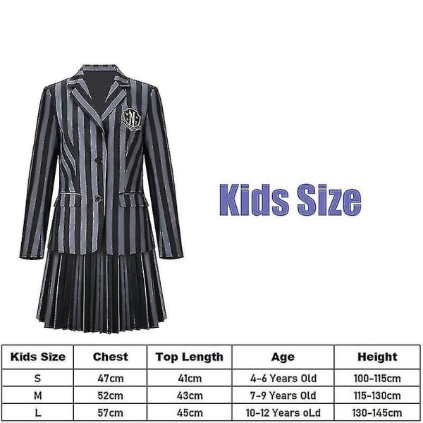 Kvinder Addams Teenagere Piger Wednesday Addams Nevermore Uniform Kostume L Kids