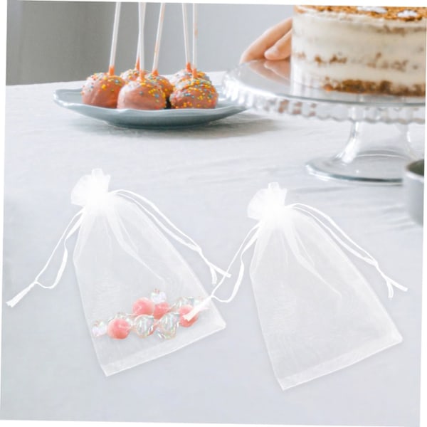 50 stk. Smykke Gavepose Snøre Organza Mesh Mini Poser Små Duftposer