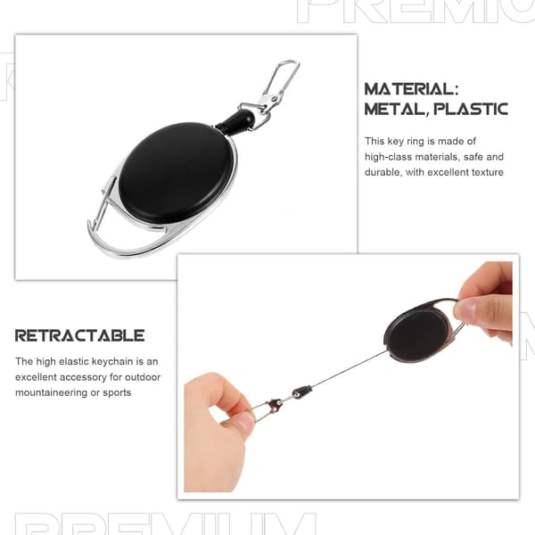 5 st infällbara nyckelringar med högelastiskt metall- och plastmaterial