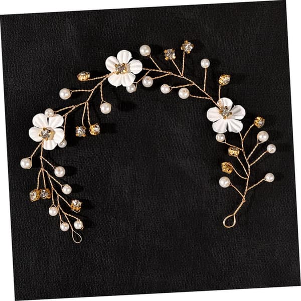 Brudehårvin med kunstige perleblomster Brudehodeplagg for brud
