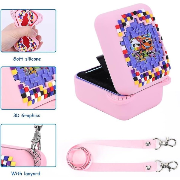 Case Bitzeesin interaktiiviselle digitaaliselle lemmikkilelulle, suojaava iholaukku kaulanauhalla Bitzee Virtual Electronic Pets -tarvikkeita varten Pink