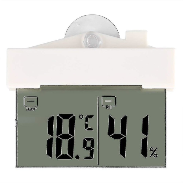 Digital Klocktermometer Hygrometer LCD Självhäftande Med Sugkopp Klocka Fönster Vägg