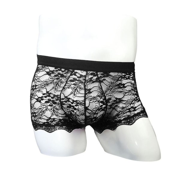 Mäns Underkläder Spets Transparent Mesh Låg Midja Boyshort-yuhao