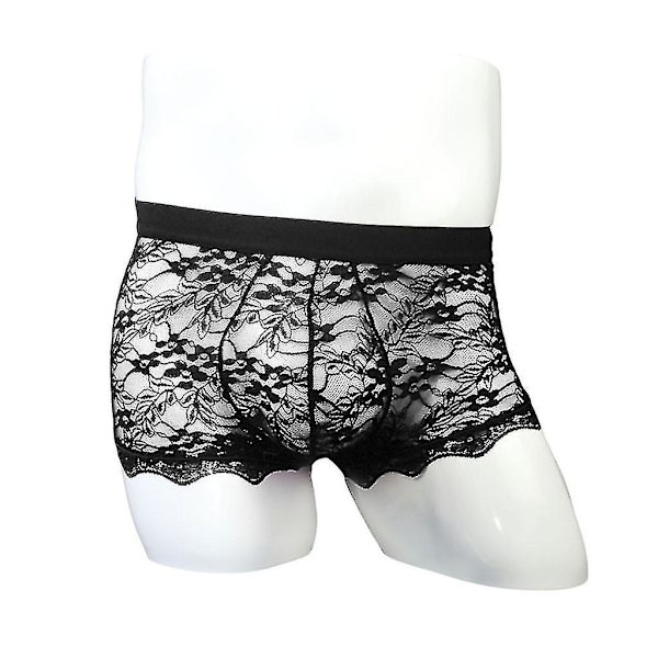 Miesten alusvaatteet, pitsi, läpinäkyvä verkko, matala vyötärö, boyshort - yuhao