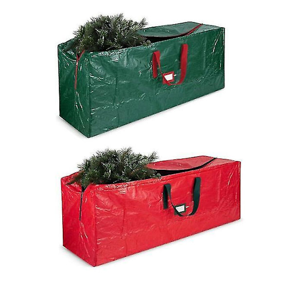 Oppbevaringspose for juletre med dekorasjon, krans og glidelås