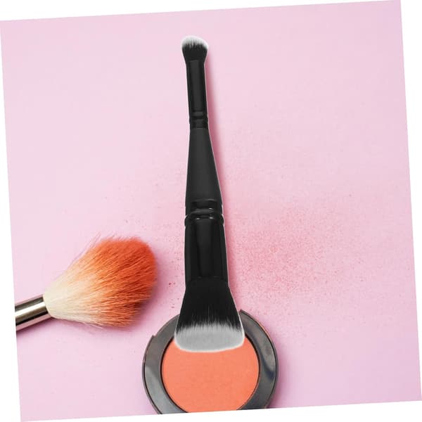 Dobbelt-endet lille foundationbørste Bærbar makeupbørste Dobbeltfunktion ansigt