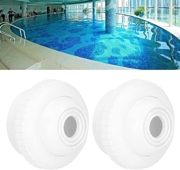 2-delt Pool Return Dyses - Skimmer Pool Dyses Til Stålvægspools - Return Dyses Med Svingbart Hoved Pool Fitting - 1,5\" Hantråd - Hvid