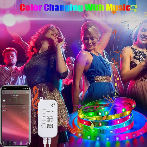 5m RGB LED Strip Light Music Sync Waterproof 5050