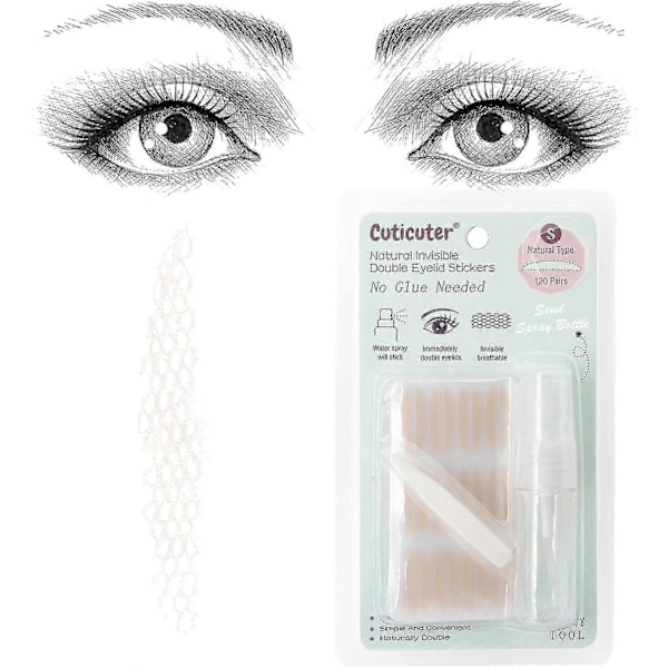 Cuticuter 240 stk Dobbel Øyelokk Tape, Usynlig Blonder Øyelokk Løftere, Naturlige Fiber Vanntette Øyelokk Kontur Klistremerker For Hengende Øyelokk, Hetter 120 Pairs Slim