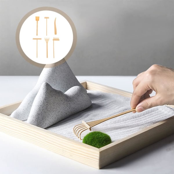 Zen Dekoration Have Tilbehør 7 stk. Sand Rive Sæt til Sandkunst Bakke Skrivebord Bord Hylde Forsyninger