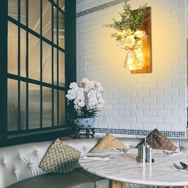 2 stk Rustikk Vegglampe med Mason Jar