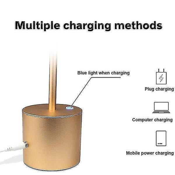 Led Bordlampe Trådløs Bærbar Usb Genopladelig Guld