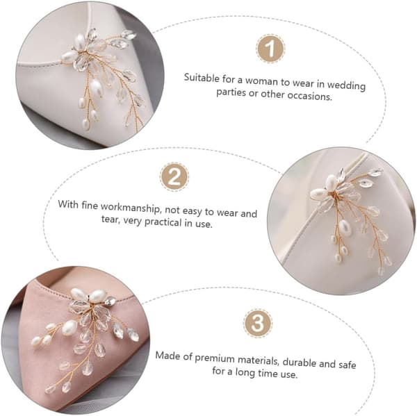 Elegant skoblomstsmykker for brud Delikat perleskoklips Bryllupsdekorasjon