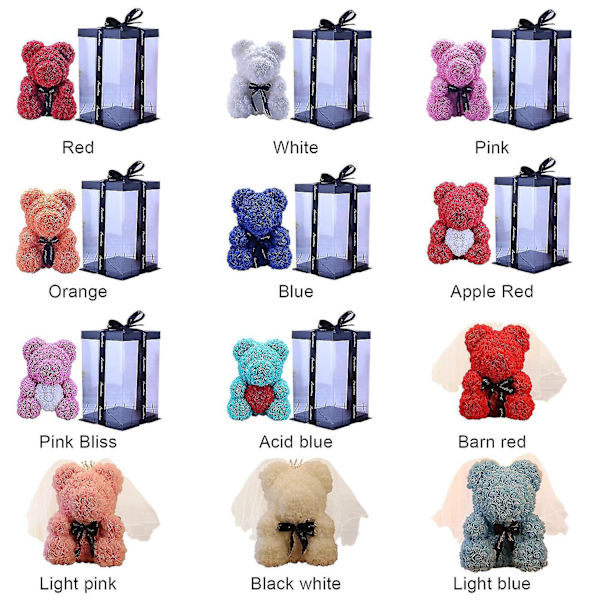 25cm Rosblommig Teddybjörn - Födelsedag, Alla hjärtans dag, Bröllopspresent