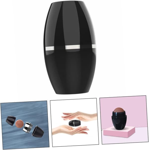Olieabsorberende Ansigtsrullestift Sort Mini Ansigtsmassager Hudplejeværktøj