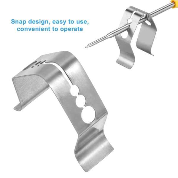 2 stk. termometerclips Kødtermometer Probe Sensor Clip 3 huller Snap Design Rustfrit Stål Klemme