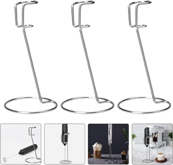 Melkeskummerstativ Vertikal Design 3 stk. rustfritt stål og vispholder med
