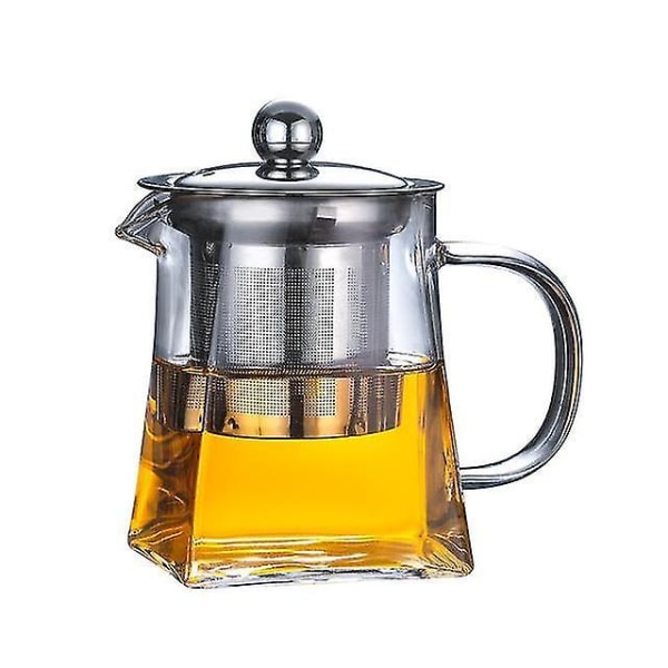 Lämmönkestävä lasinen neliönmuotoinen teekannu ruostumattomasta teräksestä valmistettu suodatintee
