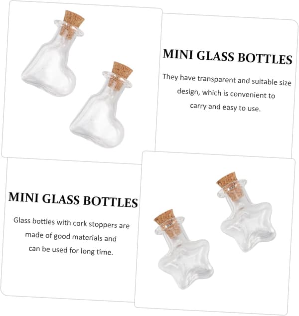 60-pack stjärnformade glasflaskor med korkpropp för DIY-hantverk, dekoration och fester