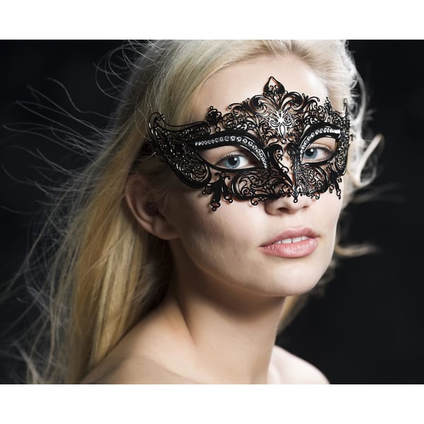 Lady Of Luck Venetian Masks, Metal Masquerade Mask Naisten Laser Cut Party Masks