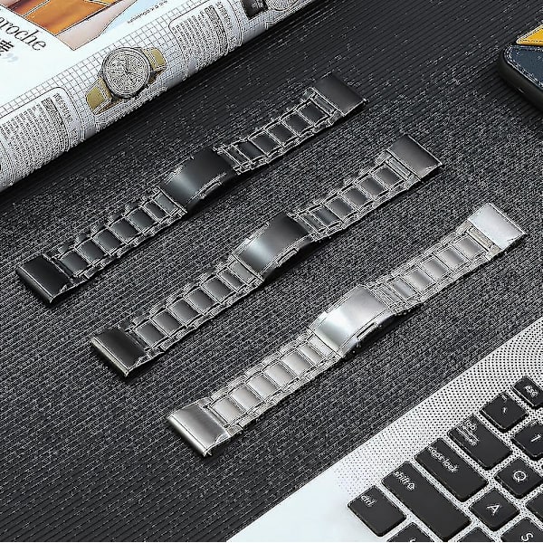 Urrem til Garmin Tactix 7 Pro/fenix 7x/6x Pro, 26mm 5-leds titanium stål urrem Grey