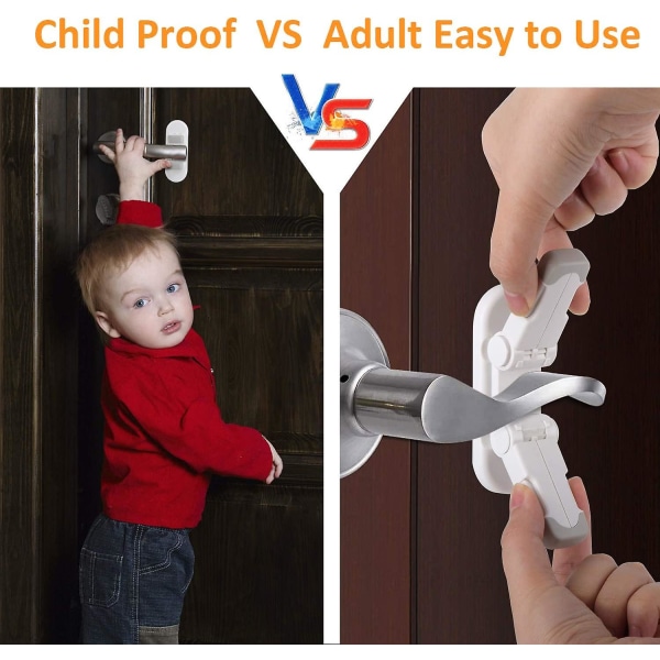 Dørnivålås [oppgradert], 2-pakke barnesikringsdørlås med 3 m lim, Redtron Anti-lockout
