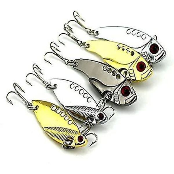Metal Hard Fishing Lure Fishing Spinner Blade Bass-kalastukseen Musta, Kulta, Hopea 5kpl
