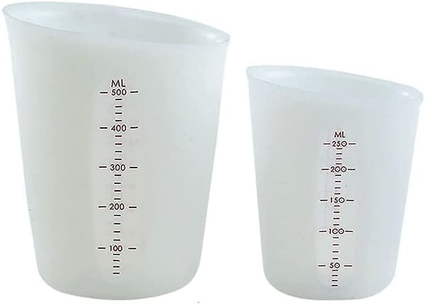 2 st Silikonmätkoppar 250/500ml Blandningskoppar med skala Transparent graderade koppar för hemmet