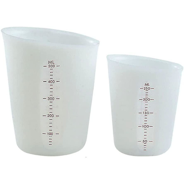 2 stk Silikon Målebeger 250/500ml Blandingsbeger Med Skala Klare Graderte Beger For Hjemmet