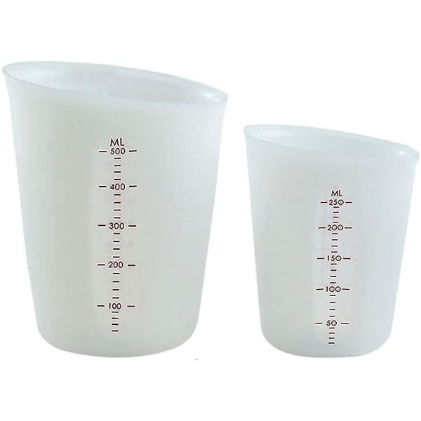 2 stk silikone målebæger 250/500 ml blandebægre med skala klare graduerede kopper til hjemmet