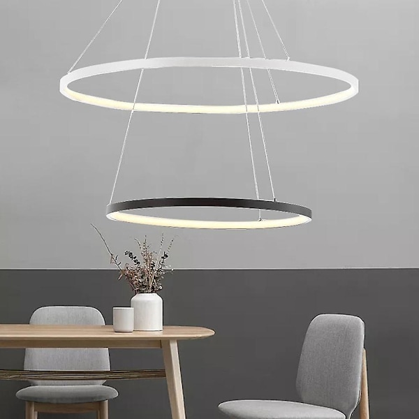 2-lyset 60 cm LED-pendellampe i aluminium, rund, dimbar