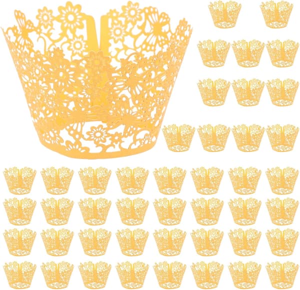 100 st muffinsformar tårtkoppar ihålig blomdesign papper dekorativ