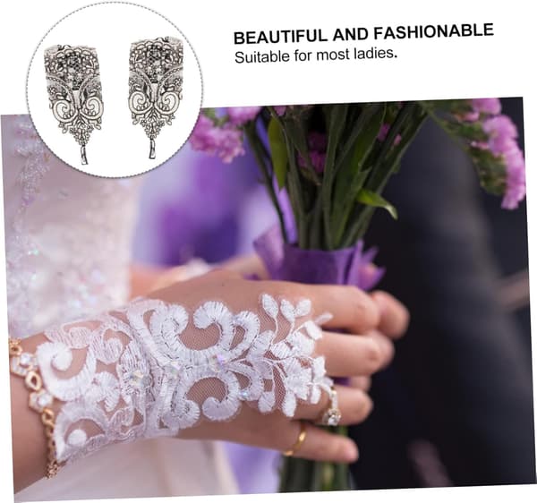 Eleganta bröllopshandskar för brudar, blommiga spetsar, bekväm stretch