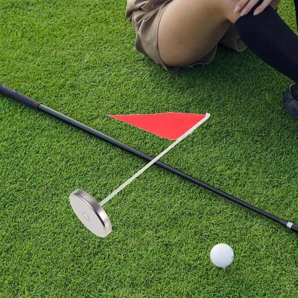 2 stk. golføvelsesputtekopper med flag 10 cm rustfrit stål hulputterkopper