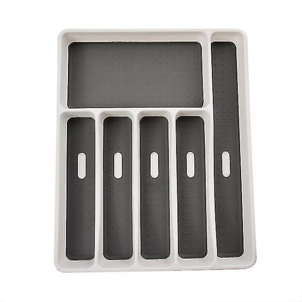 6 Compartments Drawer Cutlery Tray Plastic Storage Box