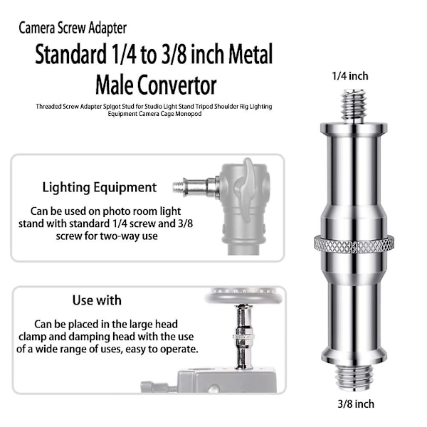 5 stk Standard 1/4 til 3/8 tommer Metal Han Konvertering Gevindskrue Adapter Spigot Stud