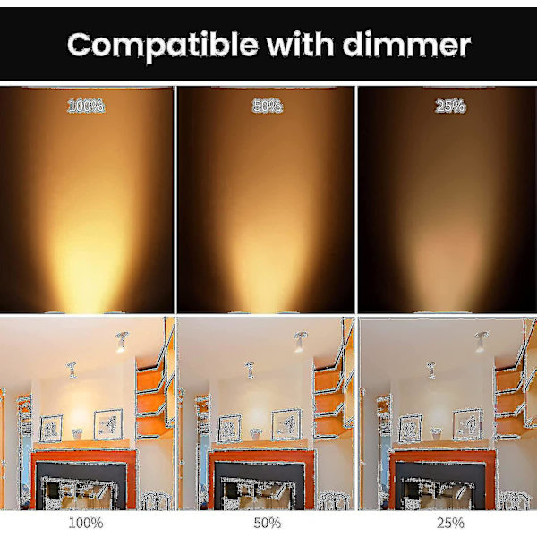 Paket med 8 Halogenlampor GU5.3 MR16 35W 12V Dimbar - Varmvit 2800K, 400 Lumen, Glaskupa Jz