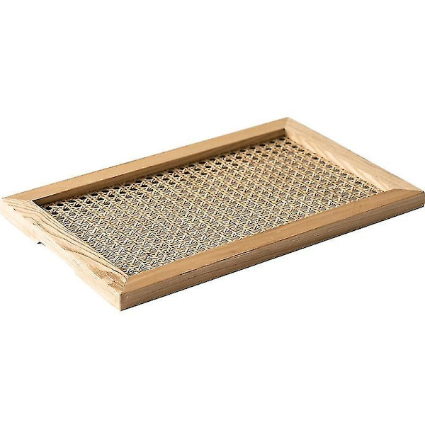Förvaringsbricka i rotting och trä för hushållet, tebricka