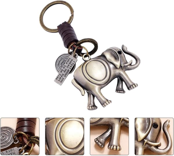 Solid nøkkelring elefant anheng nøkkelringer solid kraftig legering med jernring brun sjarmerende smart