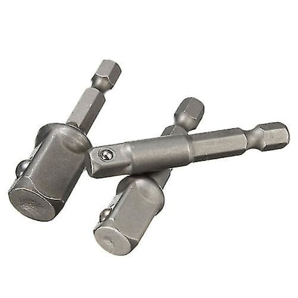 Forlængelsesborbits-stikadapter sæt Hexskaft til 1/4\" 3/8\" 1/2\" (sølv) (3 stk)