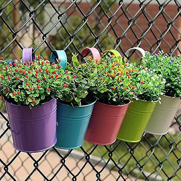 10 st Multifärgade Järn Hängande Blomkrukor Vägg Heminredning