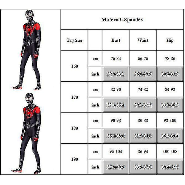 Herr Superhjälte Kostym Jumpsuit + Mask Fancy Suit Rekvisita 160