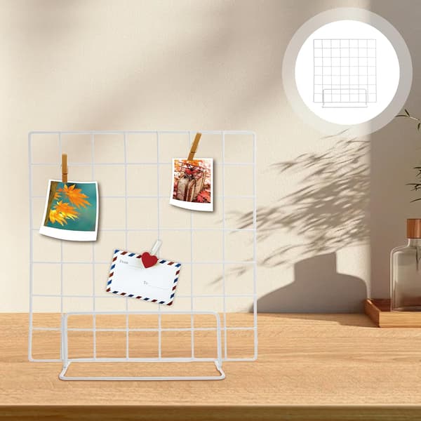 2 stk. gitterfotodisplaystativ multifunksjonelt gitterdisplaystativ jerntrådpanel praktisk allsidig hvit