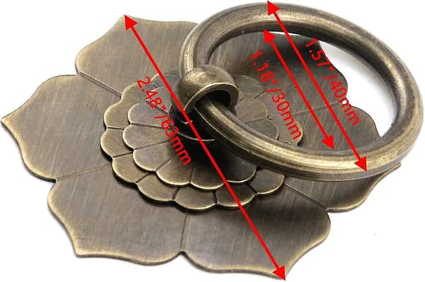 Drop Ring Knapper Antik Bronze Tone Ring Træk Blomsterform Kommode Skuffe Skab Træk - 2 stk